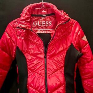 GUESS Red Puffer Jacket w/ Black Side Panels